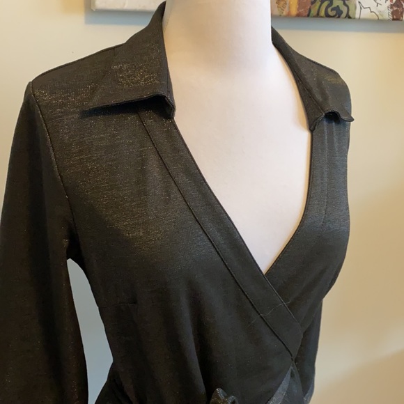 Julie Brown Black Metallic Wrap Dress - Picture 6 of 10